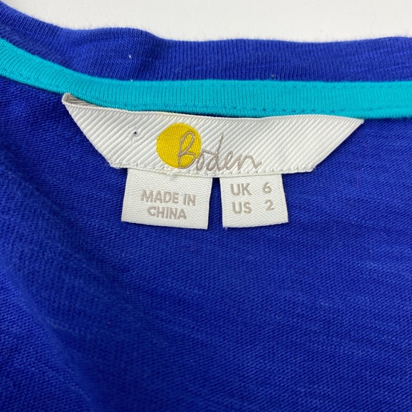 Boden Blue Multicolored Embroidery Dress Vneck Size 2 - Picture 8 of 10